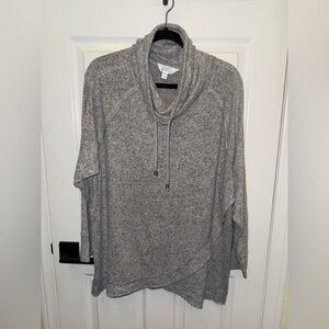 Market & Spruce Heathered Gray Cowl Neck Sweater